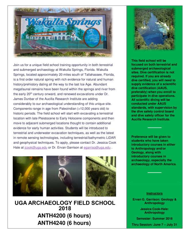 Wakulla field school UGA 2018-1